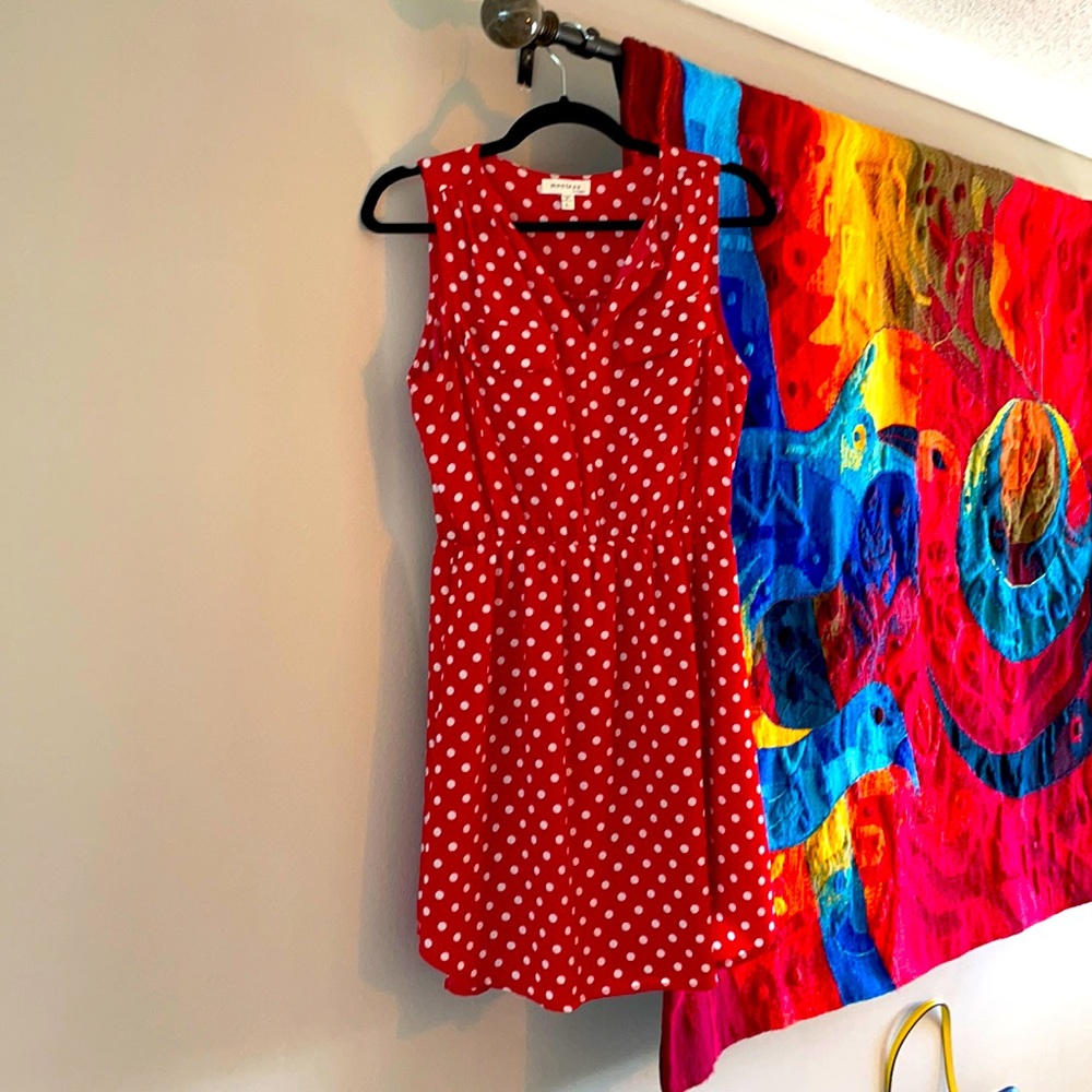 Summer red white dot dress